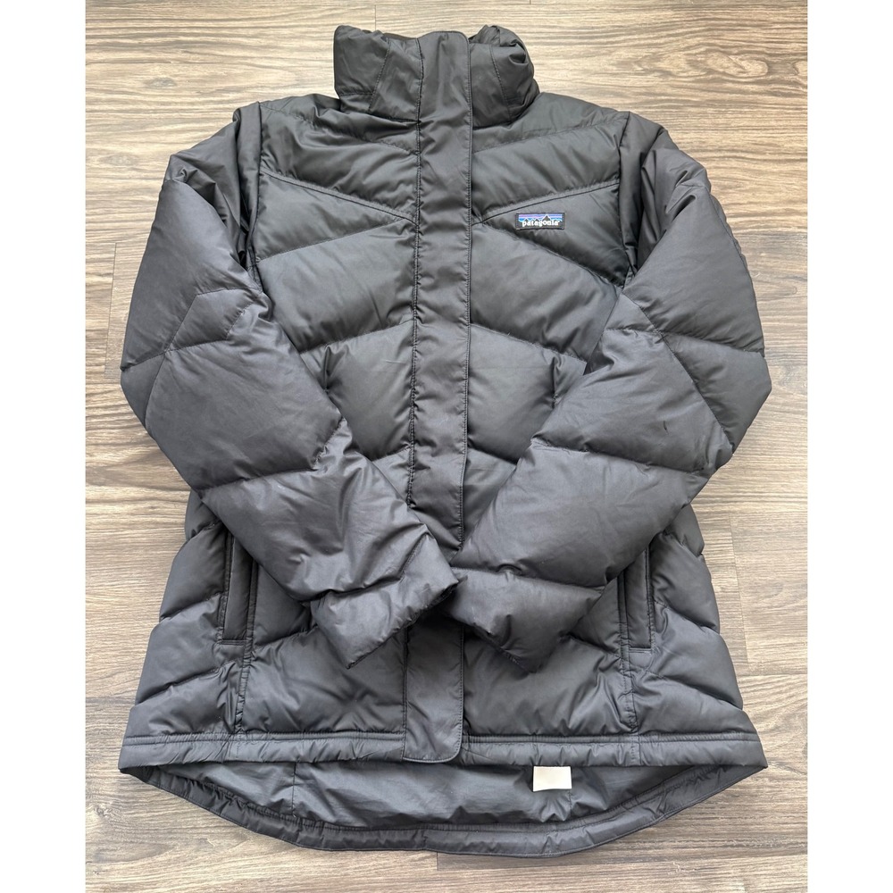Patagonia Womens Down With It Jacket Black Chevron Puffer Coat Medium